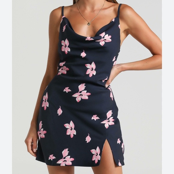 Luvalot Dresses & Skirts - Luvalot Endless Stories Floral Navy Dress with Pink Accents Size 6